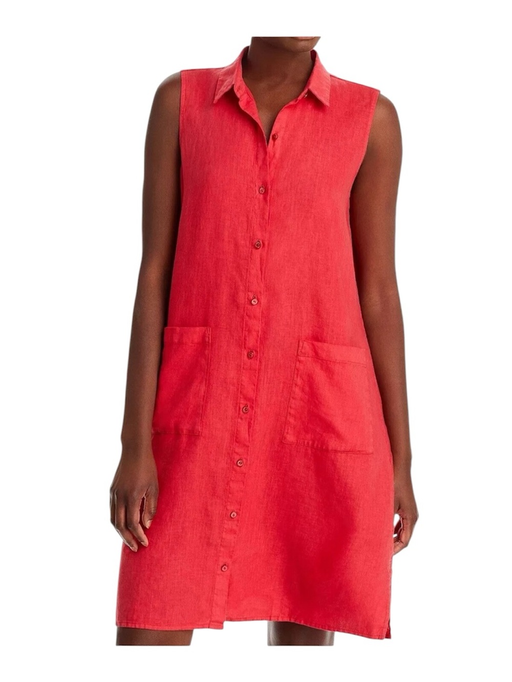 Eileen Fisher Organic Linen Classic Collar Garment-Dyed Shirt Dress Grenadine